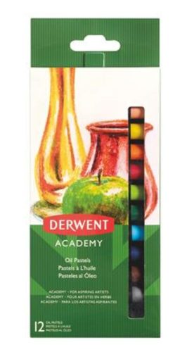 Olajpasztell kréta, DERWENT Academy, 12 különböző szín (E2301952)