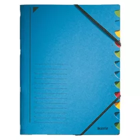   Gumis mappa, karton, A4, regiszteres, 12 részes, LEITZ, kék (E39120035)