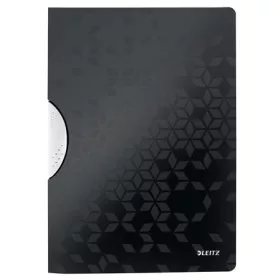   Gyorsfűző, klipes, PP, A4, LEITZ Wow ColorClip, fekete (E41850095)