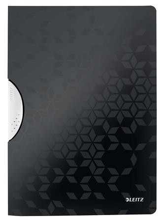 Gyorsfűző, klipes, PP, A4, LEITZ Wow ColorClip, fekete (E41850095)