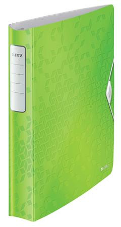 Gyűrűs könyv, 4 gyűrű, D alakú, 52 mm, A4, PP, LEITZ Active Wow, zöld (E42400054)