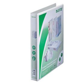  Gyűrűs könyv, panorámás, 2 gyűrű, D alakú, 44 mm, A4 Maxi, PP, LEITZ, fehér (E42790001)