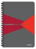 Spirálfüzet, A5, kockás, 90 lap, laminált karton borító, LEITZ Office, szürke-piros (E44580025)