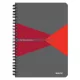 Spirálfüzet, A5, kockás, 90 lap, laminált karton borító, LEITZ Office, szürke-piros (E44580025)