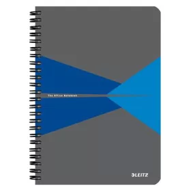   Spirálfüzet, A5, kockás, 90 lap, laminált karton borító, LEITZ Office, szürke-kék (E44580035)