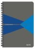 Spirálfüzet, A5, vonalas, 90 lap, laminált karton borító, LEITZ Office, szürke-kék (E44590035)