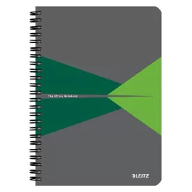   Spirálfüzet, A5, vonalas, 90 lap, laminált karton borító, LEITZ Office, szürke-zöld (E44590055)
