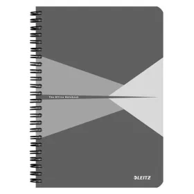   Spirálfüzet, A5, vonalas, 90 lap, laminált karton borító, LEITZ Office, szürke (E44590085)