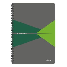   Spirálfüzet, A4, vonalas, 90 lap, PP borító, LEITZ Office, szürke-zöld (E44960055)