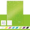 Beíró, A5, vonalas, 80 lap, keményfedeles, LEITZ Wow, zöld (E46271054)