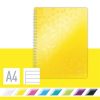 Spirálfüzet, A4, vonalas, 80 lap, LEITZ Wow, sárga (E46370016)