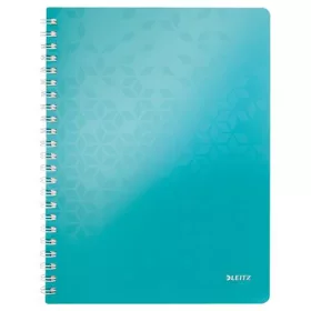   Spirálfüzet, A4, kockás, 80 lap, LEITZ Wow, jégkék (E46380051)