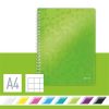 Spirálfüzet, A4, kockás, 80 lap, LEITZ Wow, zöld (E46380054)