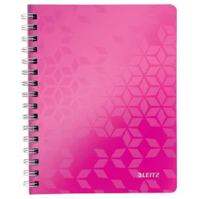   Spirálfüzet, A5, kockás, 80 lap, LEITZ Wow, rózsaszín (E46410023)