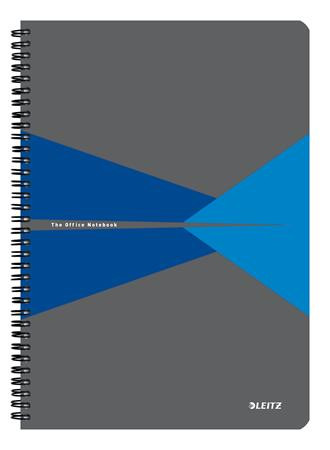 Spirálfüzet, A4, kockás, 90 lap, laminált karton borító, LEITZ Office, szürke-kék (E46470035)