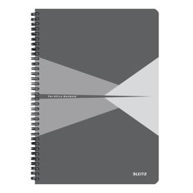   Spirálfüzet, A4, vonalas, 90 lap, laminált karton borító, LEITZ Office, szürke (E46480085)