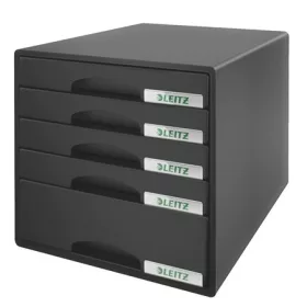   Irattároló, műanyag, 5 fiókos, LEITZ Plus, fekete (E52110095)
