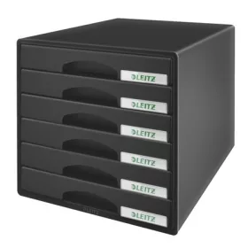   Irattároló, műanyag, 6 fiókos, LEITZ Plus, fekete (E52120095)