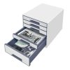 Irattároló, műanyag, 5 fiókos, LEITZ Wow Cube, fehér/szürke (E52141001)