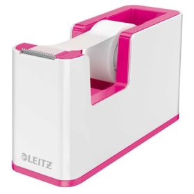   Ragasztószalag-adagoló, asztali, feltöltött, LEITZ Wow, fehér-rózsaszín (E53641023)
