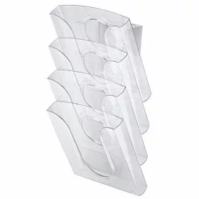   Katalógustartó, kiegészítő támasszal, A4, 4 rekeszes, LEITZ Presenter, víztiszta (E54000102)