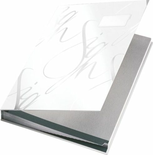 Aláírókönyv, A4, 18 részes, karton, LEITZ Design, fehér (E57450001)