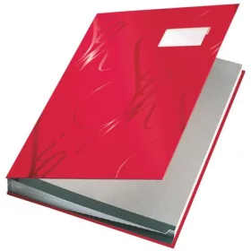   Aláírókönyv, A4, 18 részes, karton, LEITZ Design, piros (E57450025)