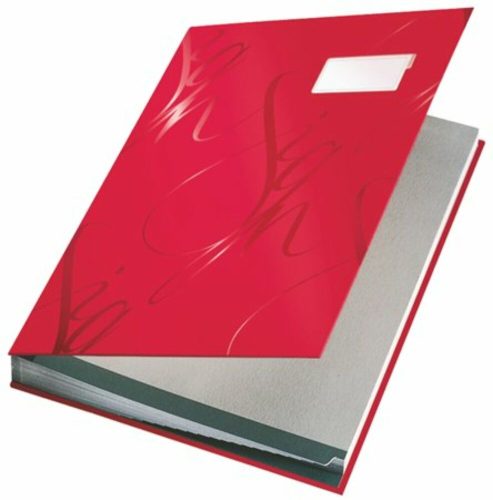 Aláírókönyv, A4, 18 részes, karton, LEITZ Design, piros (E57450025)