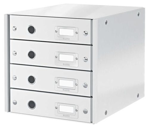 Irattároló, laminált karton,  4 fiókos, LEITZ Click&Store, fehér (E60490001)