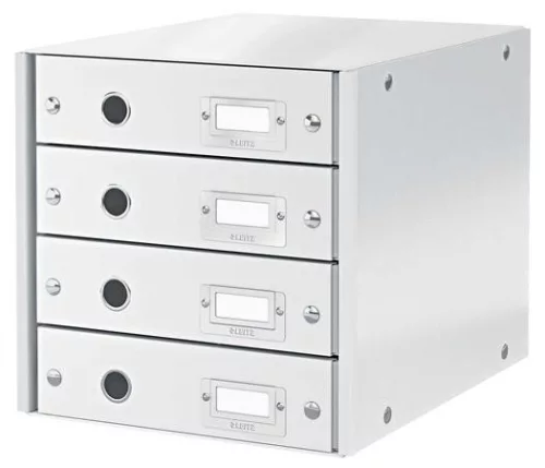 Irattároló, laminált karton,  4 fiókos, LEITZ Click&Store, fehér (E60490001)