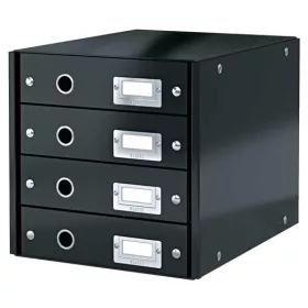   Irattároló, laminált karton, 4 fiókos, LEITZ Click&Store, fekete (E60490095)