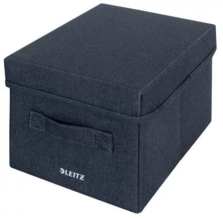 Doboz, szövet borítású, S méret, LEITZ Fabric, sötétszürke (E61460089)