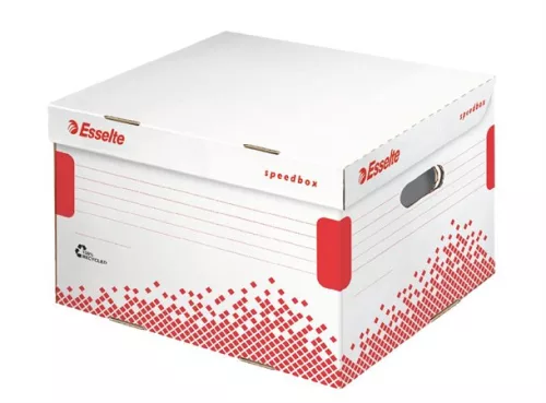 Archiválókonténer, L méret, újrahasznosított karton, ESSELTE Speedbox, fehér (E623913)