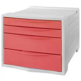   Irattároló, műanyag, 4 fiókos, ESSELTE Colour'Breeze, áttetsző korall (E628457)