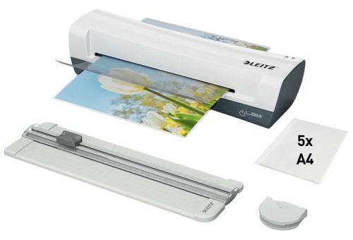 Lamináló készlet, A4, 80-125 mikron, LEITZ iLam Home 4-in-1, fehér (E74340001)