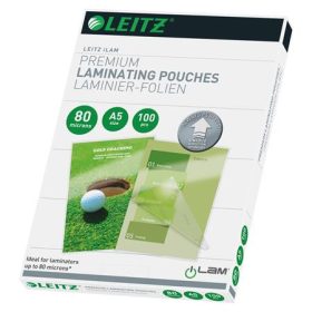   Meleglamináló fólia, 80 mikron, A5, fényes, UDT technológiával, LEITZ iLam (E74920000)