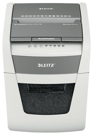 Iratmegsemmisítő, konfetti, 50 lap, LEITZ IQ AutoFeed SmallOffice 50 P4 Pro (E80350000)