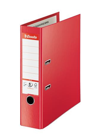 Iratrendező, 80 mm, A4, PP, élvédő sínnel, ESSELTE Standard Plus, Vivida piros (E81183)