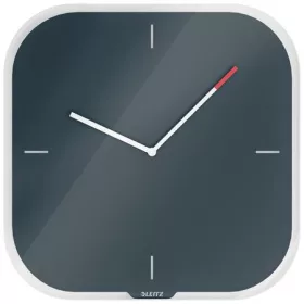   Falióra, üveg, négyzet alakú, 30x30 cm, LEITZ Cosy, bársonyszürke (E90170089)