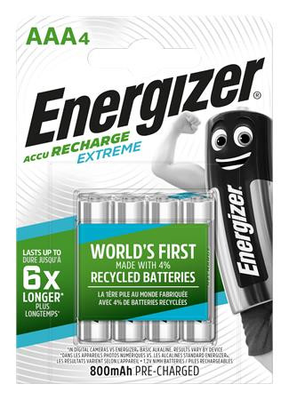 Tölthető elem, AAA mikro, 4x800 mAh, előtöltött, ENERGIZER Extreme (EAKU11)