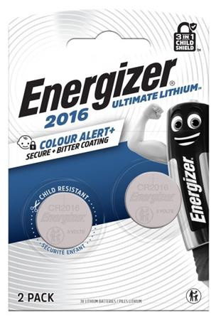 Gombelem, CR2016, 2 db, színjelző, ENERGIZER Ultimate Lithium Performance (EECR2016F2)