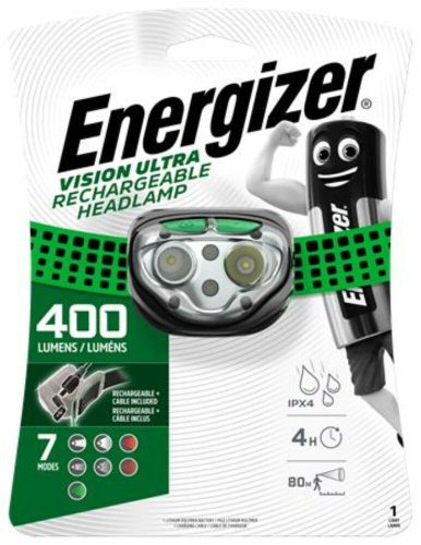 Fejlámpa, 4 LED, beépített akku, ENERGIZER Vision Ultra (EELA11E)