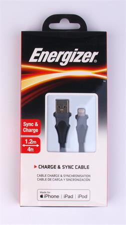 USB kábel, USB-A - Lightning (Apple), 1,2m, ENERGIZER, fekete (EKA09)