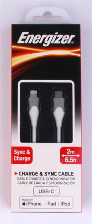 USB kábel, USB-C - Lightning (Apple), 2m, ENERGIZER, fehér (EKA10)