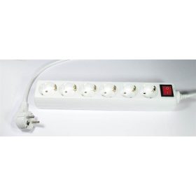   Elosztósor, 6 csatlakozóaljzat, 5 m kábelhosszúság, kapcsolóval (EL6K5)