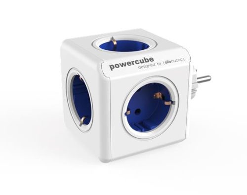 Elosztó, 5 aljzat, ALLOCACOC PowerCube Original DE, fehér-kék (ELA1100FK)