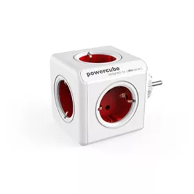   Elosztó, 5 aljzat, ALLOCACOC PowerCube Original DE, fehér-piros (ELA1100FP)