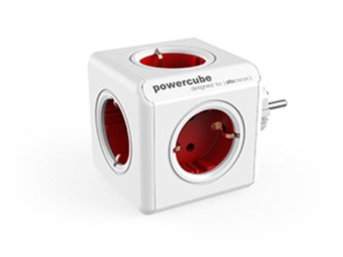 Elosztó, 5 aljzat, ALLOCACOC PowerCube Original DE, fehér-piros (ELA1100FP)