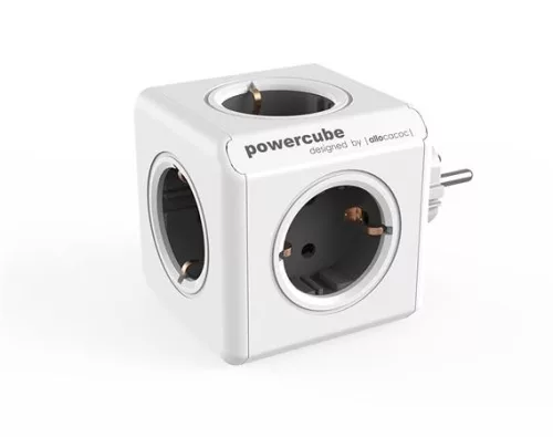 Elosztó, 5 aljzat, ALLOCACOC PowerCube Original DE, fehér-szürke (ELA1100FSZ)