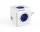 Elosztó, 4 aljzat, 2 USB csatlakozó, ALLOCACOC PowerCube Original USB DE, fehér-kék (ELA1202BK)